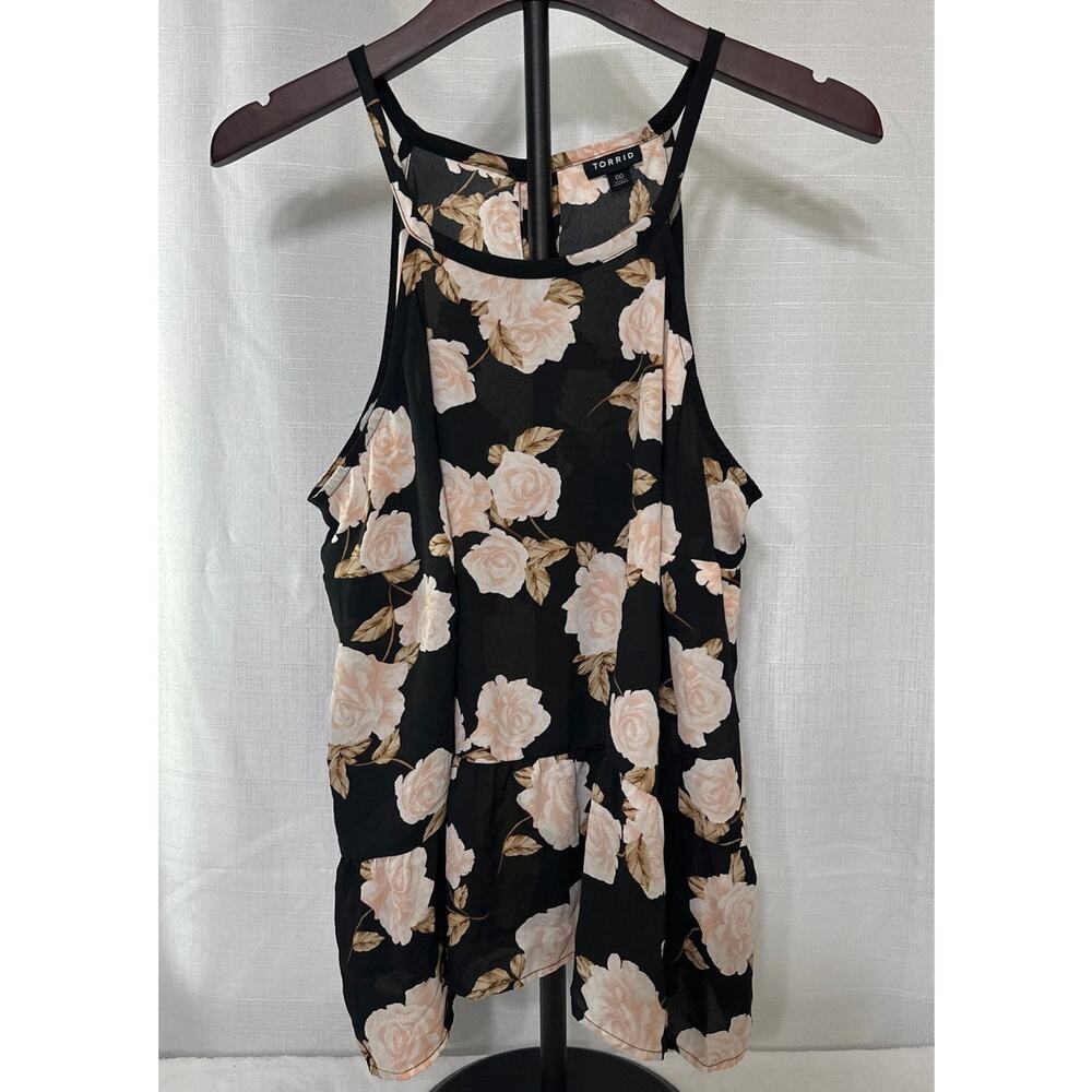 TORRID Black Floral Sleeveless Camisole Blouse Size 00